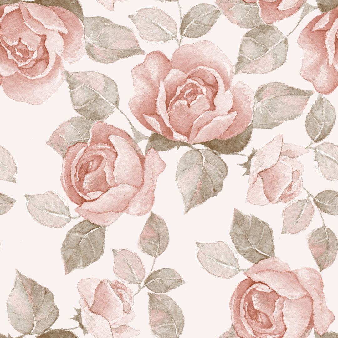 Melissus Floral Branch. Hintergrund mit Rosen. WaterColour Seamless Pattern 11 von OGri - Drucken