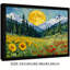 «Moonlit Pine Forest», encadré noir, pleine lune, peinture de champ de fleurs sauvages, art mural paysage nature Moody Mystical-1059350283