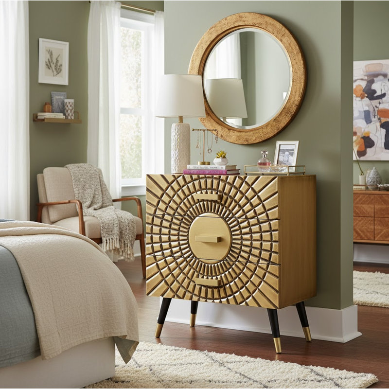 Fevronia 3 Drawer Brass Chest