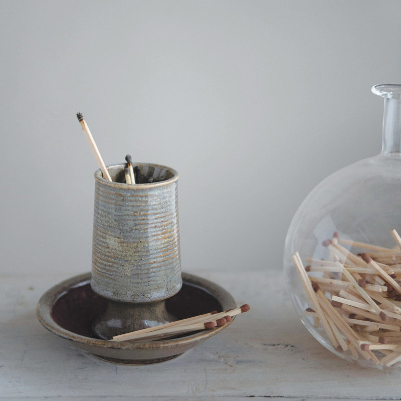 Bol décoratif en grès brun foncé, Marron foncé