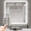 Miroir de maquillage à DEL 36 po x 36 po pour salle de bain - Brouillard mural, à intensité variable avec cuivre argenté changeant de couleur de 5 mm - Enthrallment