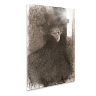 Lady with Hat and Cape by Gustav Klimt - Unframed Painting on Glass