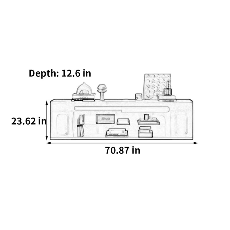 Meuble télé français, H 23,62 po x L 70,87 po x l 12,6 po