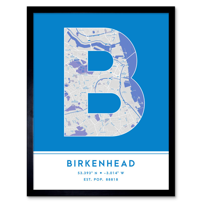 Birkenhead City Map Birkenhead England United Kingdom City Map Blue - Single Picture Frame Typography