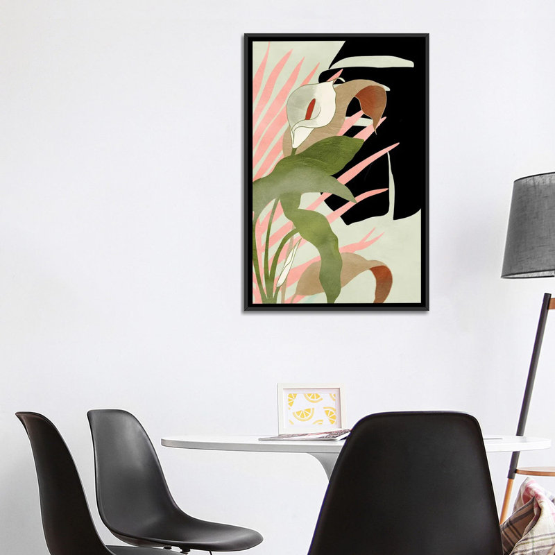 «Tropical Floral» par Ana Rut Bré - impression d'art graphique, H 40 po x l 26 po x P 1,5 po, Toile avec cadre noir
