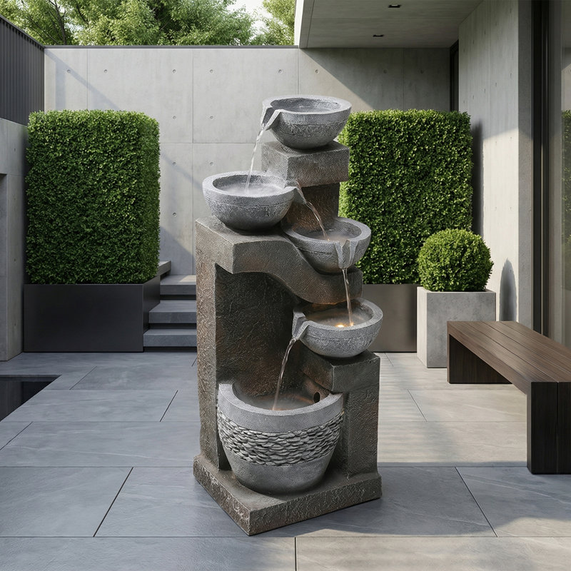 Outdoor Fountain with Lights