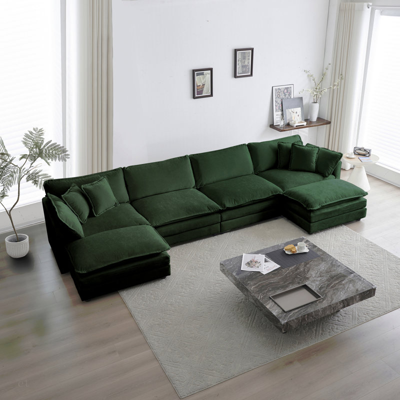 Canapé Comfort U, Chenille verte