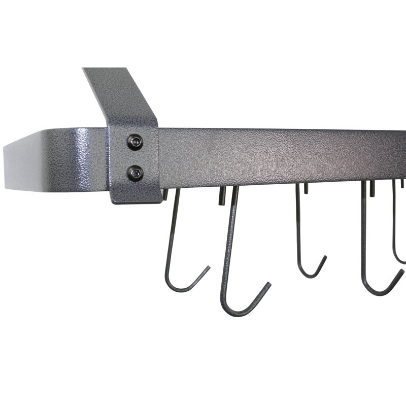 24" Solid Frame Bookshelf Wall Rack with 8 Hooks
