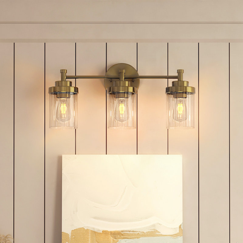 Crelake Dimmable Vanity Light, Matte Black/Antique Brass, 3