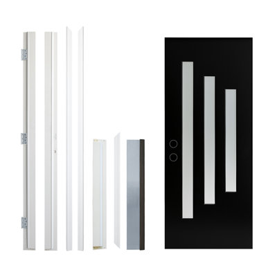 Durable Fiberglass Exterior Doors, Contemporary Style With Frosted Glass, Ideal For Home Entrance
