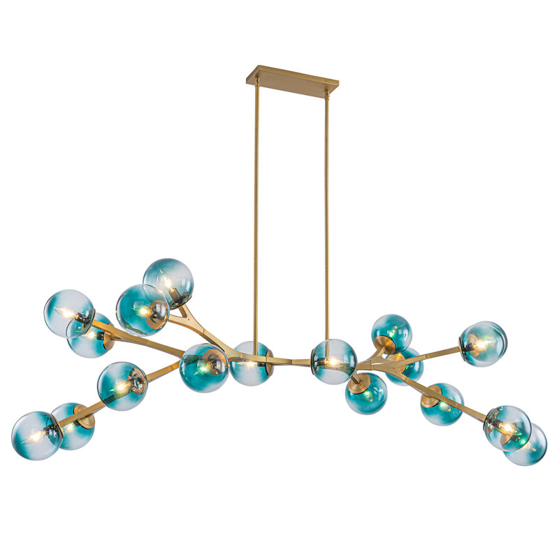 Modern Linear Chandelier With Gradient Glass Globes
