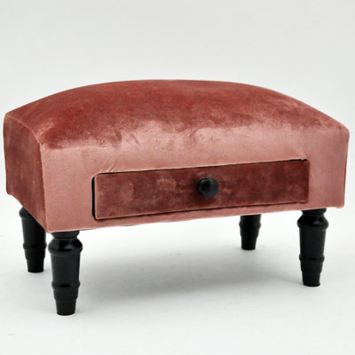 Calla 40cm Wide Velvet Rectangle Solid Colour Standard Ottoman with Storage