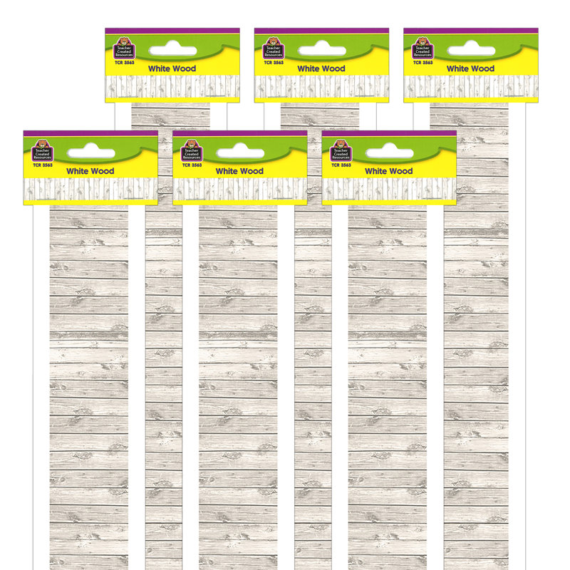 Teacher Created Resources White Wood Design Straight Border Trim, 35 Feet Per Pack, 6 Packs