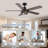 52 Inch 2 Lights Industrial Ceiling Fan Lights  Remote Control, Reversible 5 Blades Dark Grey Wood Grain with 6 Speeds, DC Quiet Motor for Dining Room, Bedroom.