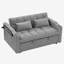 Canapé-lit pliable polyvalent de 55,51 pouces en 3 longueurs, canapé-lit moderne en velours coulissant, dossier réglable et avec port USB, cendrier et support pour téléphone pivotant (gris)-1373169291