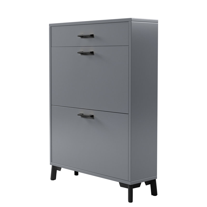 Range-chaussures pour porte - 2 tiroirs rabattables, gris, peu encombrants, vestibule et efficace, Gris