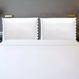 400TC Zig & Zag U Shape Scallop Embroidery Cotton 4 Piece Sheet Set Fitted Sheet Fits Upto 16" Deep Pocket
