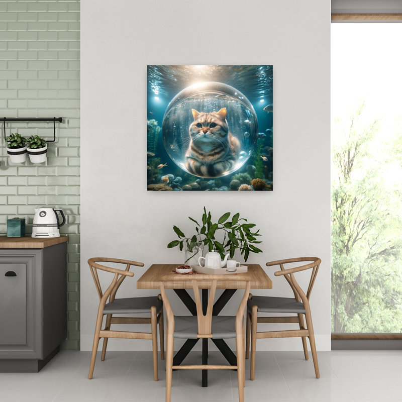 Contemporary Art Contemporary Cat Art, 32" H x 32" W