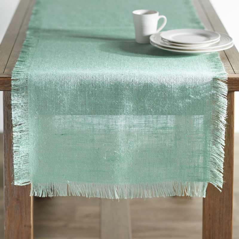 Furman Fringed Burlap Table Runner, 90" L x 20" W, Red
