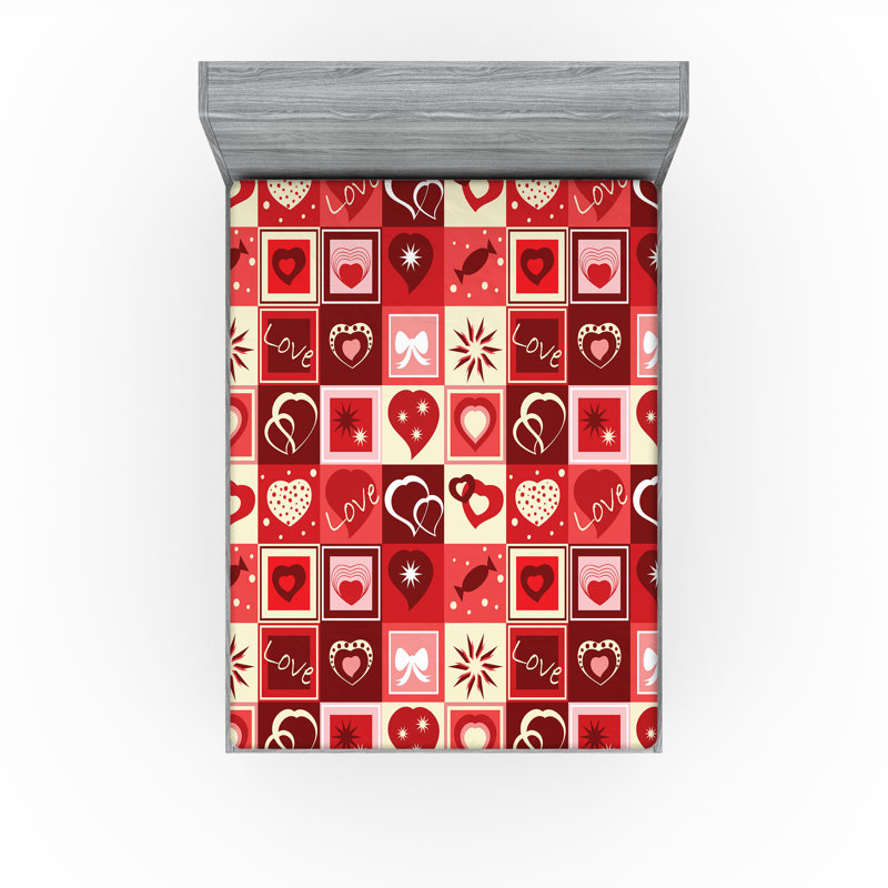 Drap-housse Ambesonne, paquet de 2, Beige / corail / rouge à carreaux, Drap-housse grand
