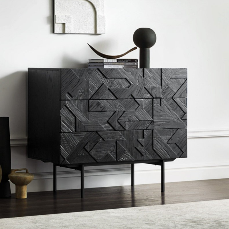 Commode d'appoint en bois massif Light Luxury