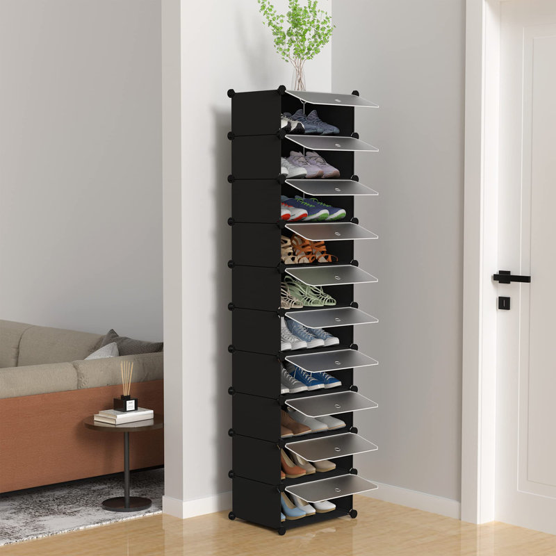 10 Pair Shoe Storage Cabinet, Black