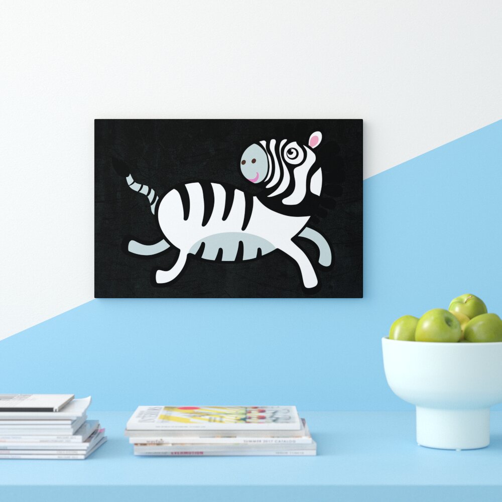 Leinwandbild Niedliches Zebra in Schwarz/Weiß