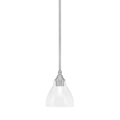 Stem Hung Mini Pendant Shown In Brushed Nickel Finish With 6.25" Glass