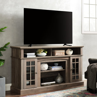 Classic Tv Media Stand For Tvs Up To 65", Gray Wash Finish, 59.83"W*15.76"D*32", Ample Storage And Cable Cutouts Modern Entertainment Console Up 65" Tvs, Color, Space Smooth Surface