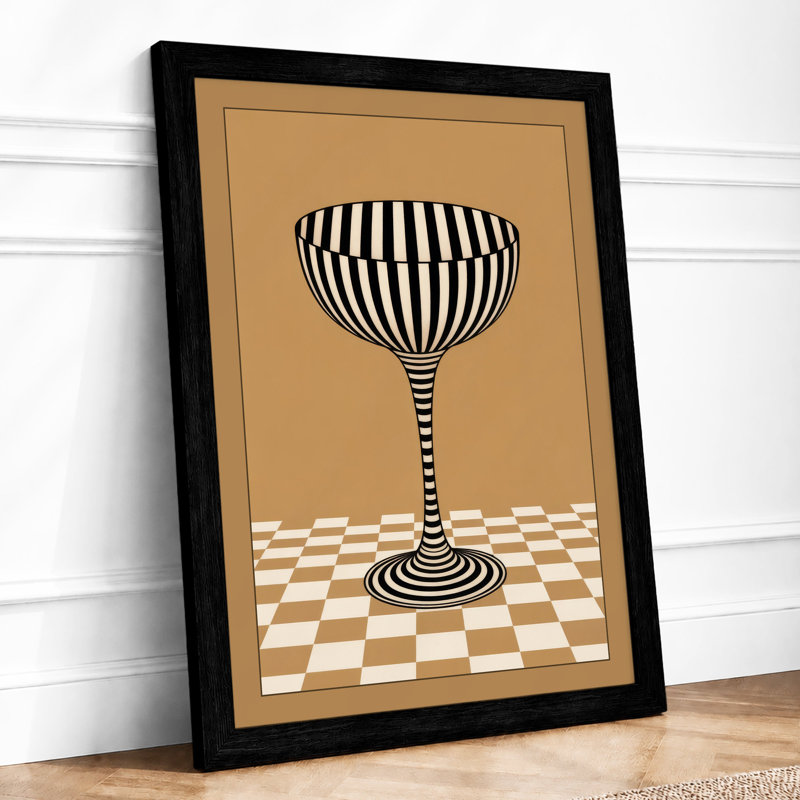 Striped Goblet Geometric - Framed Print, Black, A4 - 29.7 x 21.0 cm
