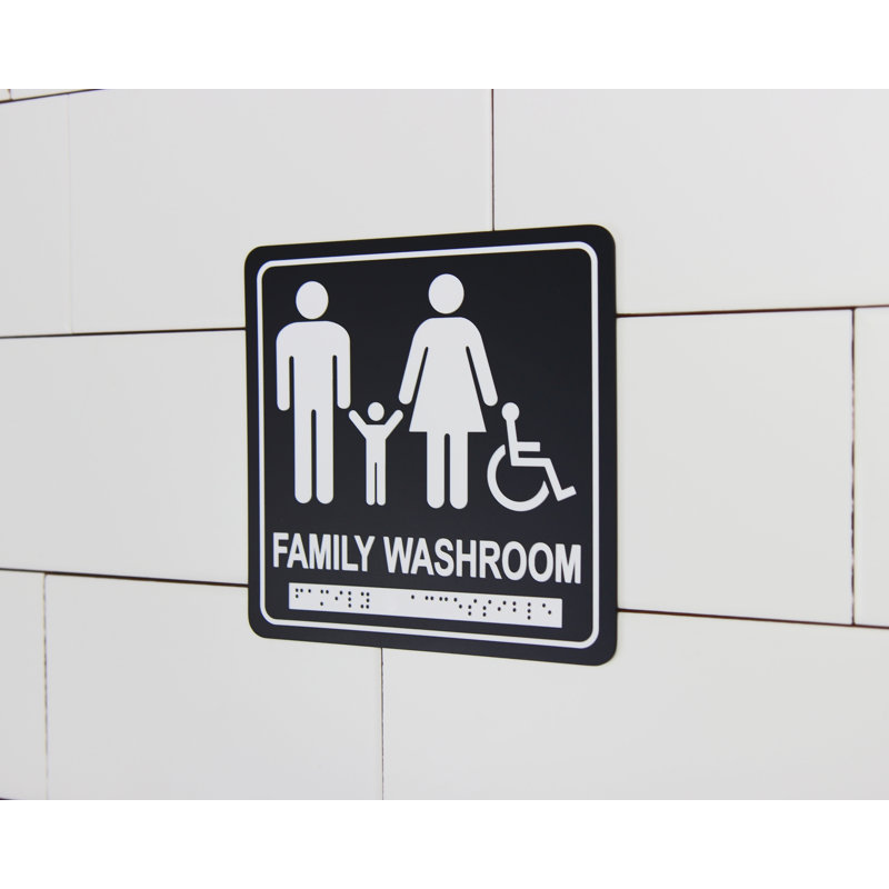 Signalisation de salle de bain pour famille et accessible en braille