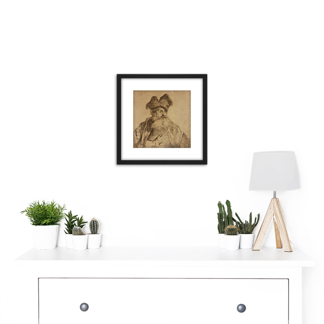Rembrandt Old Man Divided Fur Cap Sketch - Single Picture Frame Print