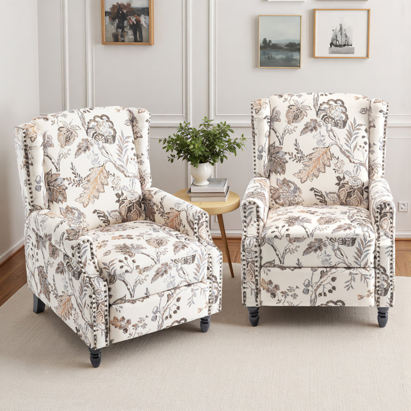 Manual Standard Push Back Recliner, Beige Plants