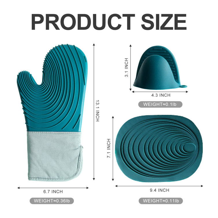 Oven Mitts.1 Pair of Cotton Short Oven Mitts with Silicone Grip