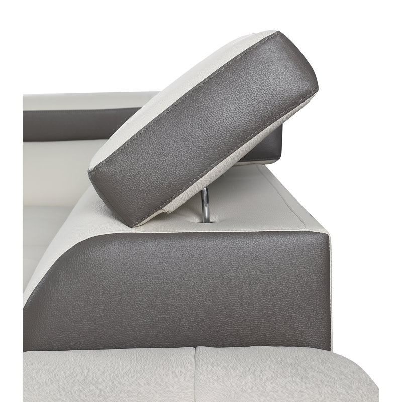 Armes Upholstered L-Shaped Sectional, Left Hand Facing, Two Tone Gray Faux Leather