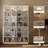  85.8" H X 70.8" W Rattan Tall Bookcase With 7 Shelves, Book Cabinet Storage Bookcase Set, with White Downlights For Living Room, Study