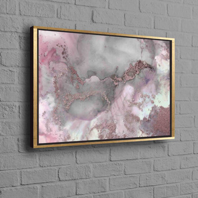 Stunning Pink And Gray Marble Abstract Modern Canvas Art Featuring Alcohol Ink Techniques For A Unique Artistic Look