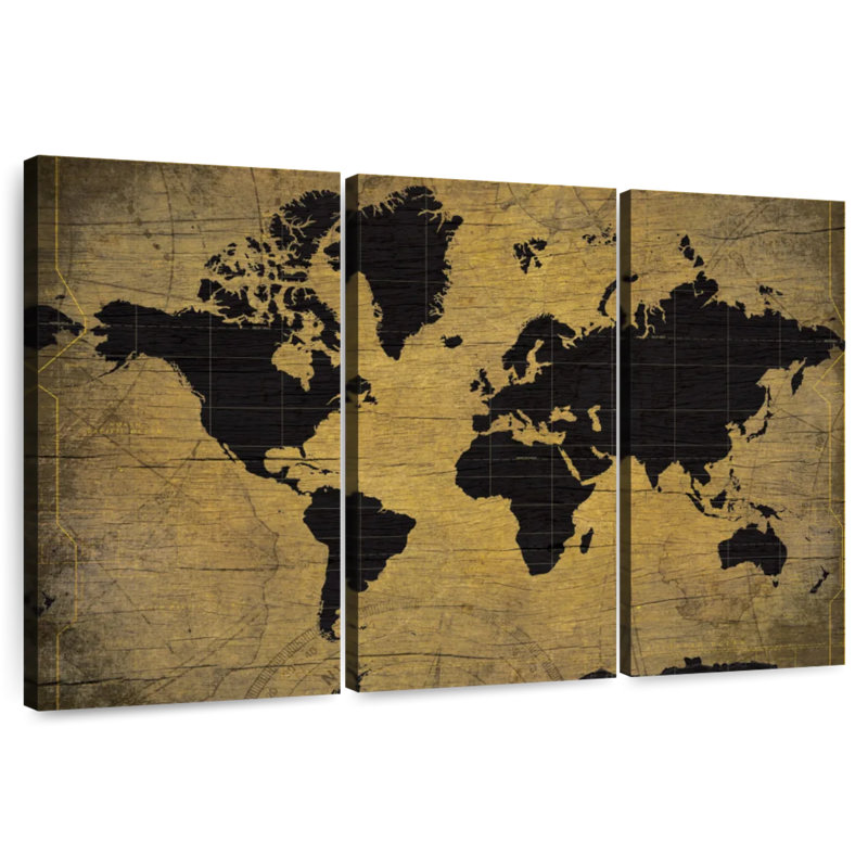 Aliaz Aged World Map XLIII, 28" H x 45" W