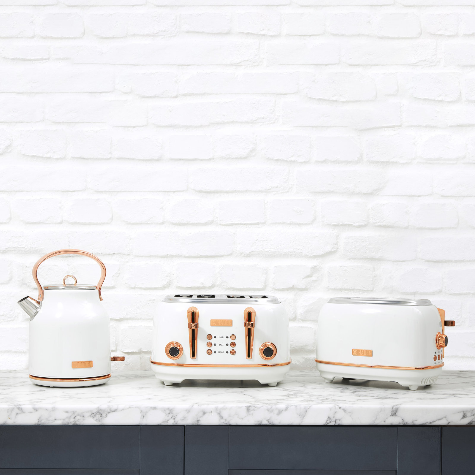 HADEN Heritage 1.7L Stainless Steel Kettle, Ivory/Copper