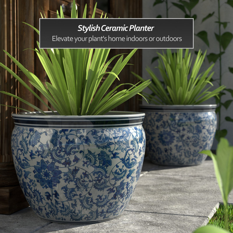 Morawa Handmade Ceramic Cachepot, 16.5" H x 22" W x 22" D