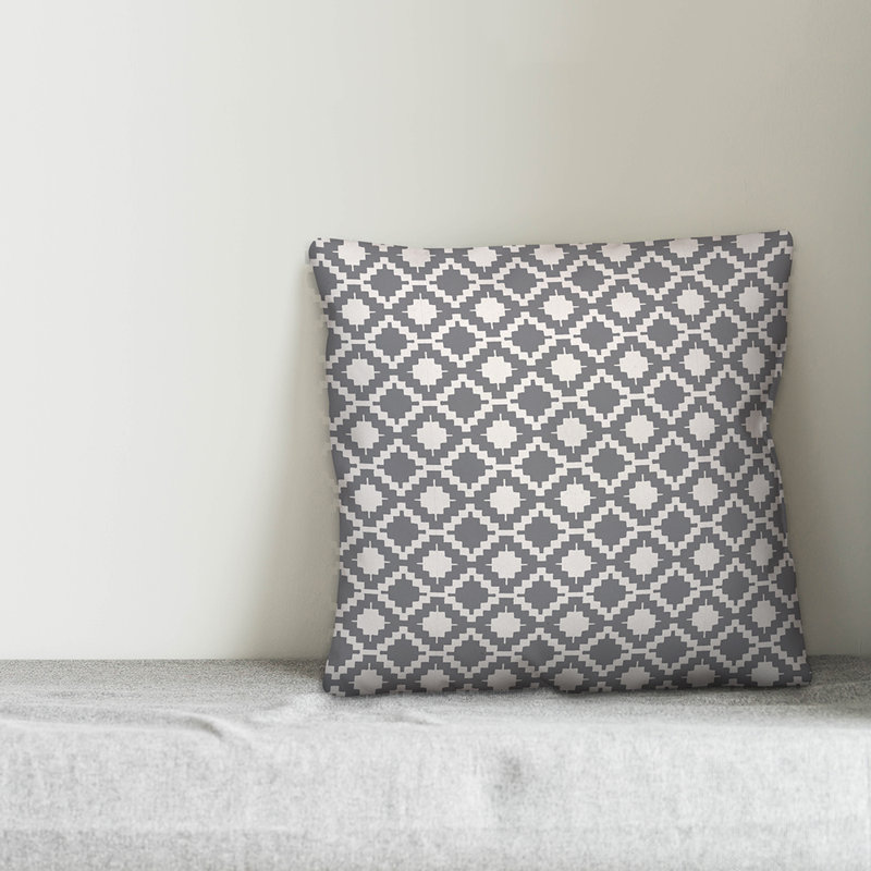 Geometric Reversible Throw Pillow, 20" x 20", Gray/White Geometric 1