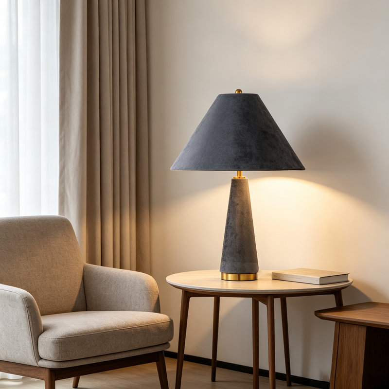 Lampe de chevet 23,5 pouces gris moderne pour table de chevet