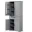 Armoire de salle de bain grise avec beaucoup de rangement et un design fonctionnel haut et facile d'accès-933089624