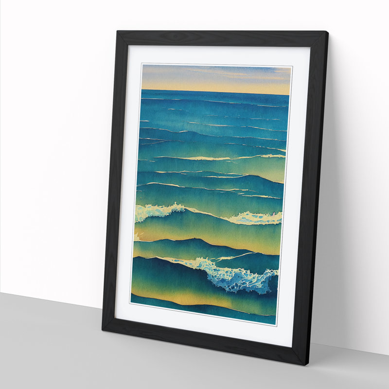 Watercolour Seascape Vol.4 - Picture Frame Print, Black, 64cm H x 46cm W x 2cm D