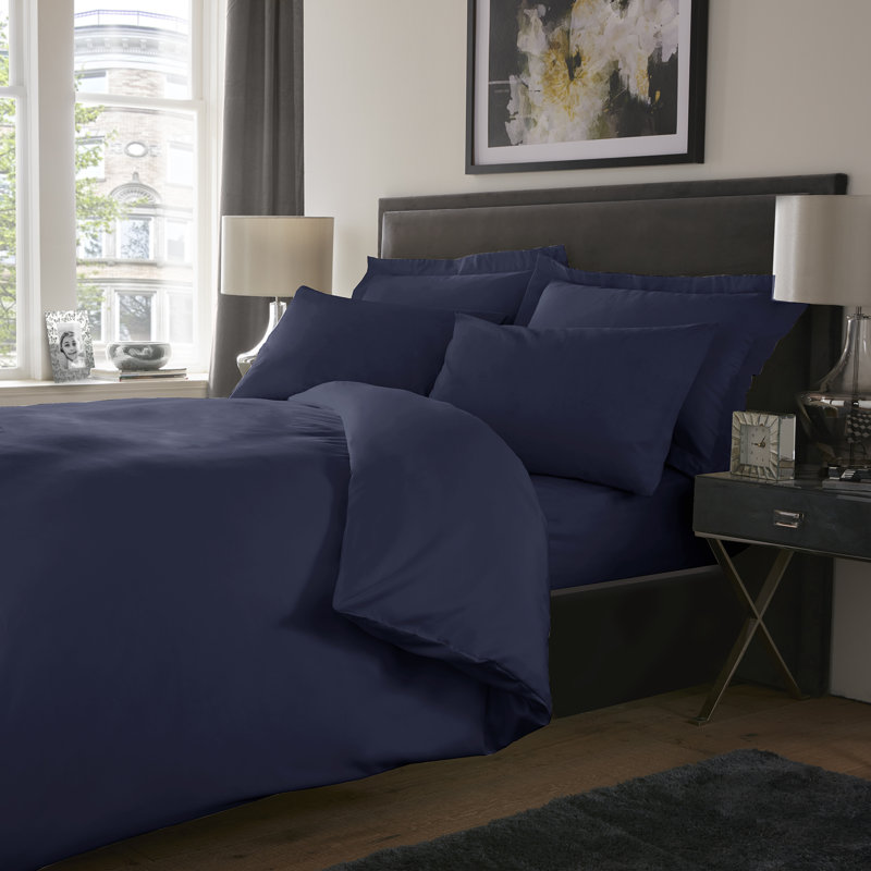 Dumont Satin Flat Sheet, Super King (6'), Navy Blue