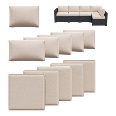 11-Pcs Outdoor Patio Cushion Cover Set  For 5-Seat Sectional Sofa, Covers Only