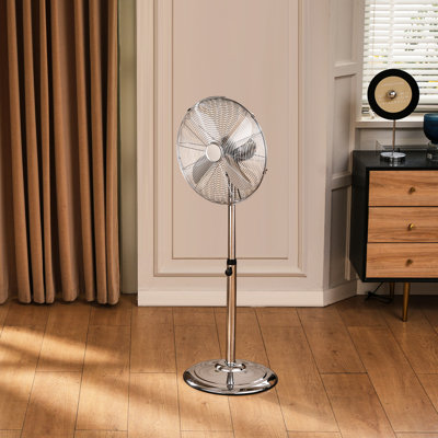 16" Industrial Pedestal Fan 3-Speed Oscillating Fan Height Adjustable