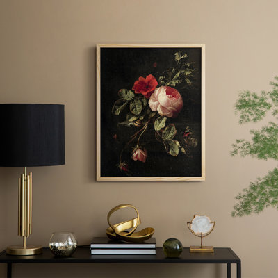 Reproduction florale vintage avec encadrement CECLXI - bois massif