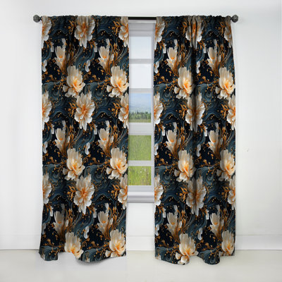 White And Gold Astral Marble Radiance - Abstract Marble Marble Blackout Curtain - 1 Panels