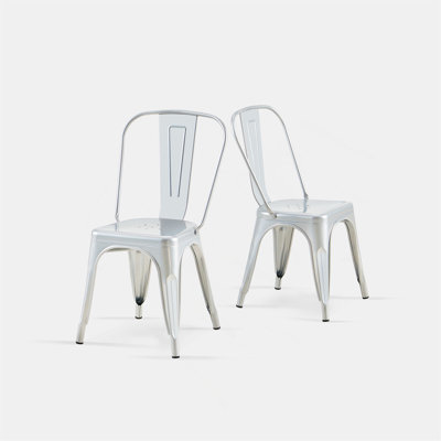 Chaises de salle à manger en métal de style industriel empilable à 18 po de hauteur, intérieur extérieur, surface légère facile à nettoyer, assemblage facile, conception moderne durable